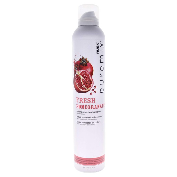 Rusk Puremix Fresh Pomegranate Color Protecting Hairspray for All Hair Types, 10 oz., Light-Hold Hairspray Prolongs Color Radiancy and Shine, UV Protection, Cruelty-Free
