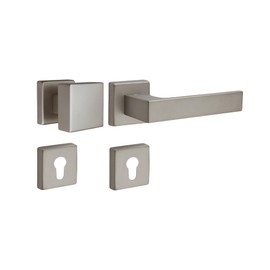 Gedotec Push 1317 Aluminium Door Handle Room Door Fitting Nickel Knob Handle PZ Profile Cylinder Door Handle Antique Vintage 1 Design Knob Set Including Mounting Material