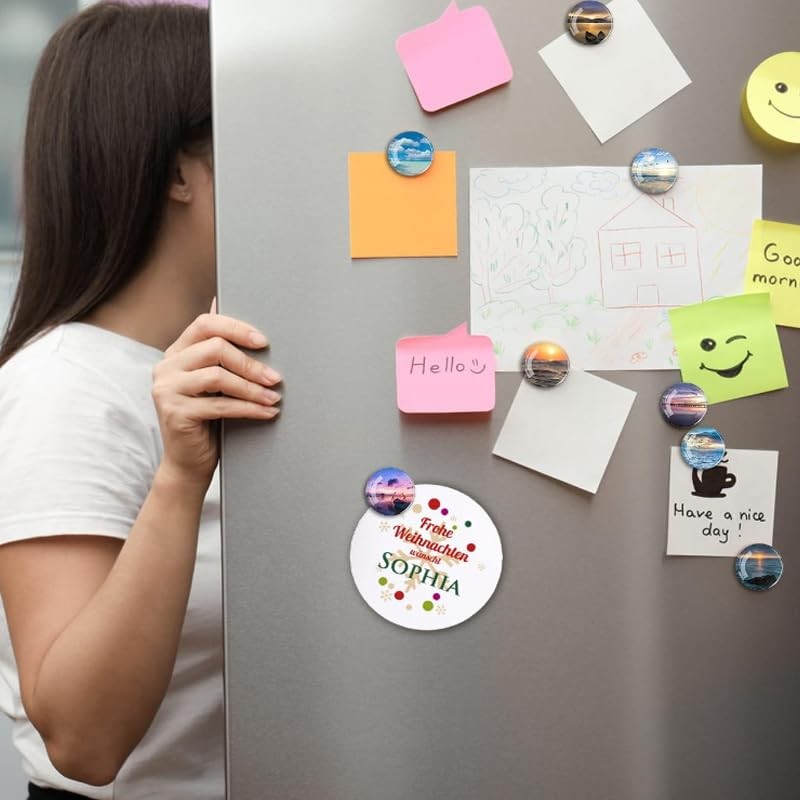 Pack of 12 Fridge Magnets, Decorative Fridge Magnets, Crystal Glass