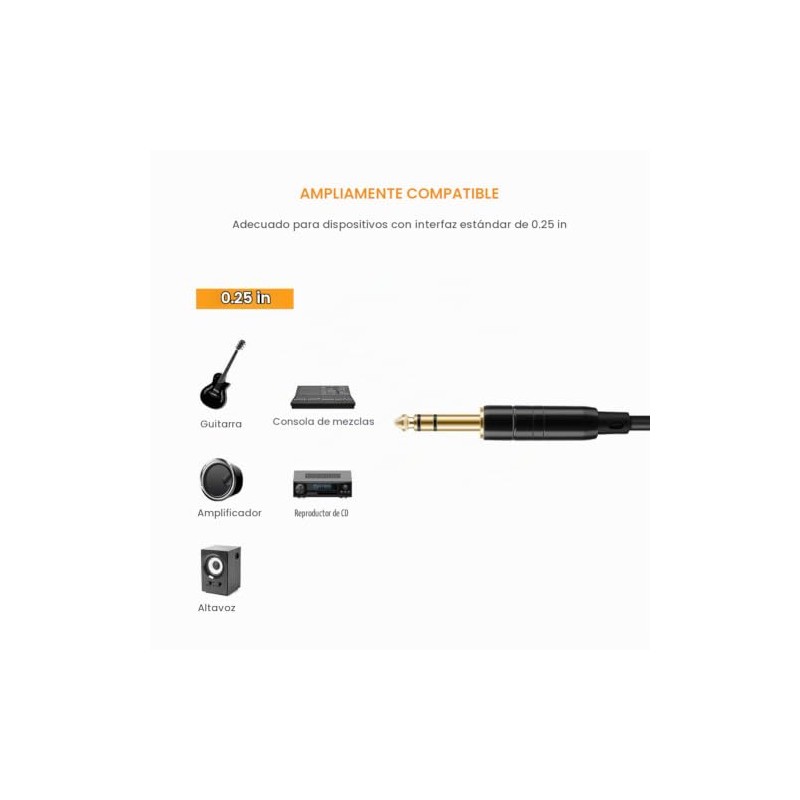 CableCreation 1/4'' TRS Cable 50 pies, Cable de Instrumento de