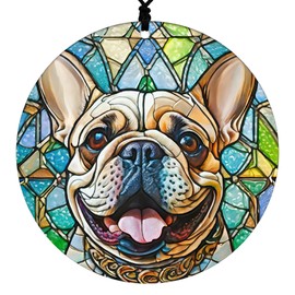 French Bulldog Christmas Ornament - Faux Stained Glass Embossed Design Effect - 2024 Acrylic Decoration For Tree - Unique Dog Gift and Home Decor