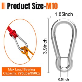 36PCS 4" Heavy Duty Carabiner Clip, M10 Galvanized Steel Spring Snap Hook, Quick Link Keychain Carabiner for Swing Set Camping Hiking Gym Traveling