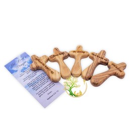 ONE (1) Comfort cross | Holy Land prayer Palm cross made of Olive wood | Handheld cross | Pocket cross | - Religious gift (GOD is LOVE)