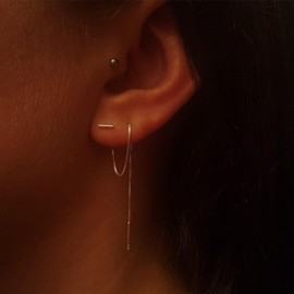 YANCHUN Gold Threader Earrings: Rhinestone Tassel Dangle Earrings, Minimalist Long Chain, Fashion Jewelry for Women