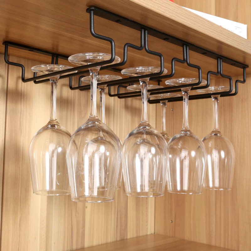 Uten 4 Rows Wine Glass Racks Under Cabinet Wall Mounted