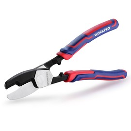 WORKPRO 8 Inch Cable Cutter with Twin Cutting Edge, Heavy Duty Wire Cutters with Anti-Slip Beveled Edge Up to 3/16", Cable Clippers for Aluminum, Copper, Wire, and Communications Cable