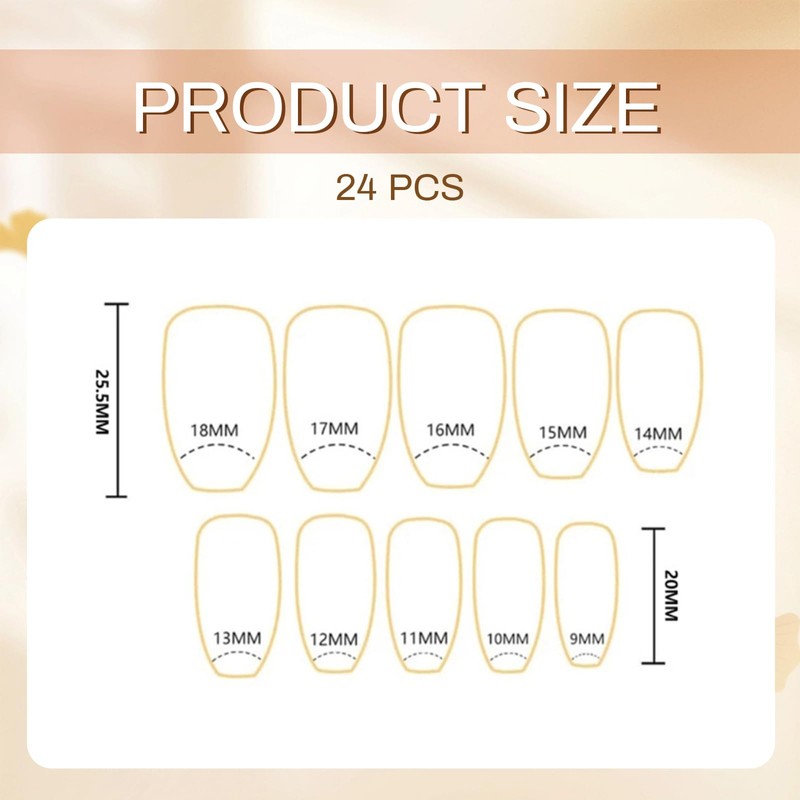 GlamRays 24 Pieces French Tip Stick-on Nails Square Short Fake