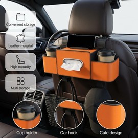 Genérico Portavasos para Auto, Porta Vasos Automovil, Organizador De Asiento Trasero, con Portavasos y Caja De Pañuelos, Accesorios para Auto (Black)