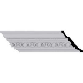 Ekena Millwork MLD04X04X06JA Jackson Egg and Dart Crown Moulding, 4 3/4"H x 4 3/4"P x 6 3/4"F x 94 3/8"L, (3 1/8" Repeat), White