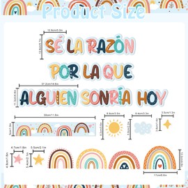 Boho Spanish Motivational Bulletin Board Decorations, Be The Reason Someone Smiles Today Bulletin Board Set, Positive Back to School Supplies for Classroom Office Decor