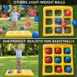 Pool Toy Games, Upgraded Tic-Tac-Toe & Basketball, Inflatable Anti-Wind Pool Games with 10 Basketball (5 Red & 5 Blue) – Pool Games for Adults Kids Teens& Family, Outdoor Summer Water Pool Party Toys