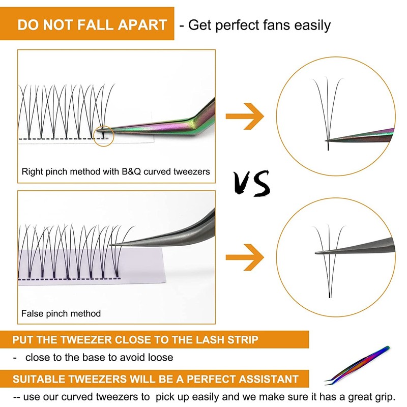 Ready-to-Use Fan Eyelash Extension 3D-0.07C-10-14MIX Eyelash Fans, Soft Eyelashes, 3D