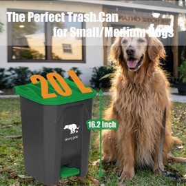Yatmung 20L/5Gallon Dog Poop Trash Can Outside - Hands-Free Pedal Pet Waste Bin with Removable Inner Bucket - Backyard, Porch, Garage, Yard, Odorless - Dogs Poop Garbage Can Outdoor with Waste Bags