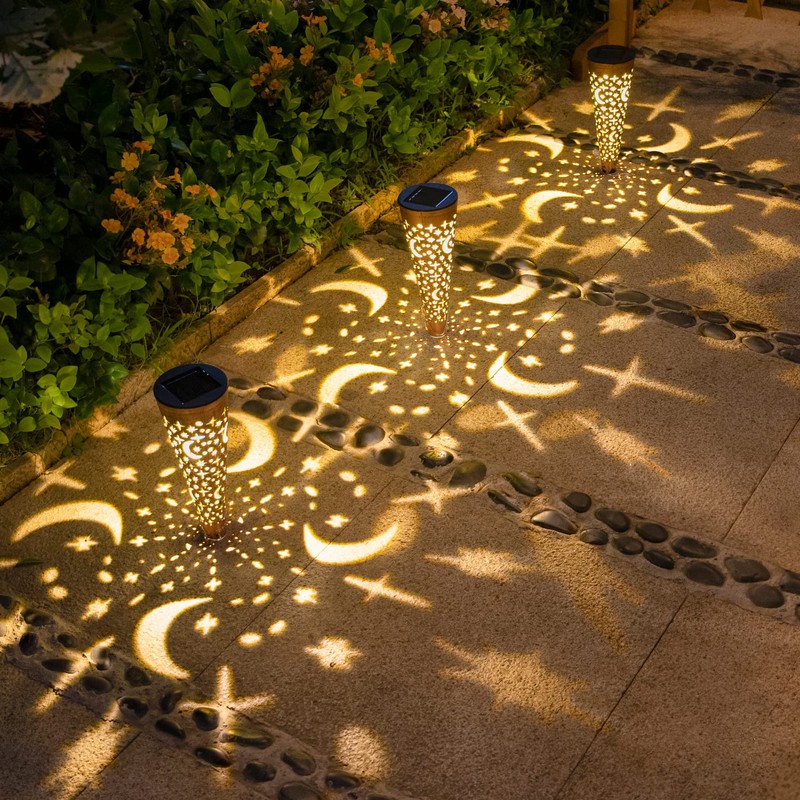Go2garden Solar Lights Outdoor Decorative Stake Lights Waterproof with Moon