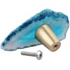 mookaitedecor Set of 6 Drawer Knobs Natural Blue Agate Brass