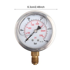 Nimomo Hydraulic pressure gauge, 63 mm dial gauge, hydraulic pressure gauge, water pressure gauge, meter, 0-250bar, 0-3750 psi, G1/4 pressure gauge, water pressure gauge, meter pressure gauge for