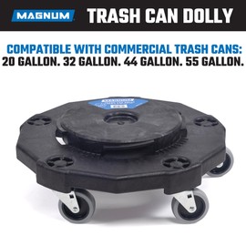 Magnum Tool Trash Can Dolly with Wheels, Heavy Duty Universal Design for 20, 32, 44, & 55 Gallon Trash Cans, Quiet 3” Non-Marking Wheels & Casters for Handling and Rolling Garbage CATC-DG-HD (1-Pack)
