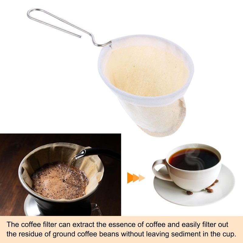 QUARKZMAN Flannel Fabric Coffee Filter, Reusable Handmade Coffee Sock Filter