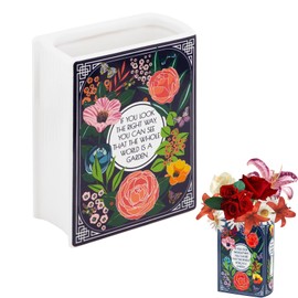 Book-Shaped Decorative Vase, Small Flower Vase for Home Decor Book Vase for Flowers Vintage Forest Ceramic Vase, Quirky Home Decor Decorative Centerpiece for Home Dining Table and Garden Decor