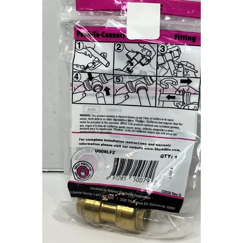 SharkBite 🔥SHARK BITE - PLUMBING - 1/2" x 1/2" STRAIGHT