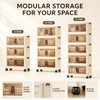 Beige Plastic Stackable Storage Box with Lid and Wheels for