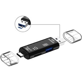 5 in 1 Micro SD Card Reader Adapter Type C Micro USB SD Memory Card Reader Compatible with MacBook Laptop USB 3.0 SD/TF OTG Card Reader