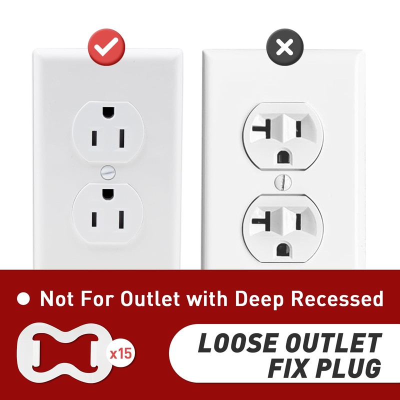 FixlyFido 15-Pack Loose Outlet Fix Plug - Ensure Secure Connection