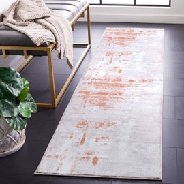 SAFAVIEH Washable Rug Tacoma Collection - 9' x 12', Grey & Rust, Slip Resistant & Easy to Clean, Ideal for Living Room, Bedroom, Home Office, Dining Space (TAC808P)