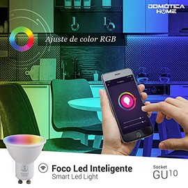 Focos Inteligentes GU10,2.4 Ghz MultocolorLuz Blanca Fría y Cálida (2700K a 6500K,400 Lumens,5w, Dimeable) compatible con Alexa,Google home,App Tuya  