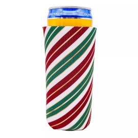 Coolie Junction Christmas Stripes Slim Can Coolie : Compatible with Ultra, Skinny