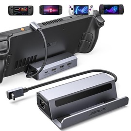 JSAUX 5-in-1 Docking Station Compatible with Steam Deck/OLED/ROG Ally/Lenovo Legion Go/MSI Claw, Steam Deck Dock with HDMI 2.0 4K@60Hz, 100Mbps Ethernet, Dual USB-A 2.0 and 100W USB-C Port-HB0602