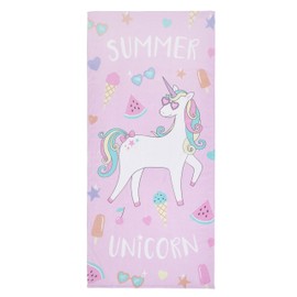 Catherine Lansfield Summer Unicorn Cotton 76x160cm Beach Towel Pink