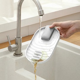 RICHDMI 1 Piece Pot Lid Holder, Cooking Spoon Holder, Drawer Organiser, Kitchen, Pans Organiser, Spoon Rest, Kitchen Utensil Tray, Cooking Spoon Shelf for Kitchen Worktop from Drip Stains (White)