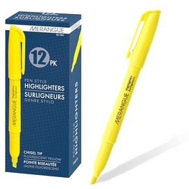 Merangue Pen Highlighters, Chisel Tip, Fluorescent Yellow, 12 Pack
