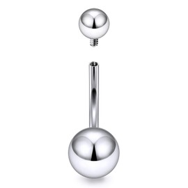 Goerhsjie F136 Implant Grade 14g 8 mm 8mm Extra Long Longer Bars Real Titanium Belly Button Rings Navel Jewelry for Healing Internally Threaded Christina Piercing for Women Men