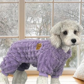 XPUDAC Dog Sweater, Dog Winter Clothes for Small Medium Dogs Girl Boy Ultra Soft and Warm Fleece Dog Pajamas for Winter Christmas(Purple-Large)