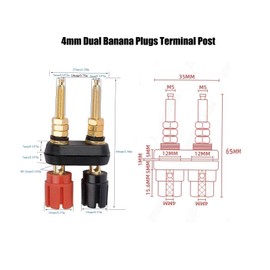 EIGHTNOO 4Pcs Banana Jack Plugs Brass Long Threaded Binding Post Speaker Connectors Terminal 2 Way Dual 4mm Banana Plug Female Sockets for Speakers or Amplifiers