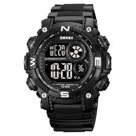 FANMIS Mens Military Multifunction Digital LED Watch Electronic Waterproof Alarm Quartz Sports Watch (X Black Balck)