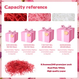 Rainmae Valentine's Day Gift Basket Filler Bulk, Red White Pink Crinkle Cut Paper Shred Filler for Gift Box, Basket Filling for DIY Crafts Gift Wrapping,Wedding Anniversary Party Decorations 10oz/300g