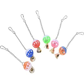 1 Piece Budgie & Cockatiel Climbing Toy - Bird Swing with Bell and Ball Natural Wood - Chew Playset for Parrots and Ornamental Birds (Random Color)