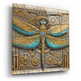 Epic Art 'Steampunk Dragonfly' by Rey Klimt Acrylic Glass Wall Art, 24" x 24"