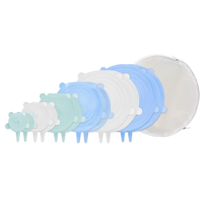 HIC Kitchen Reusable Stretch Food Storage Lids, Silicone, 13-Piece Set,