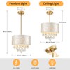 LumFurn 3-Lights Drum Capiz Shell Crystal Chandelier, Coastal Style Pendant