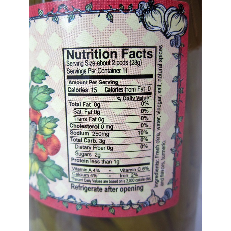 Amish Wedding Foods Pickled Mild Okra 16 oz. Glass Jar