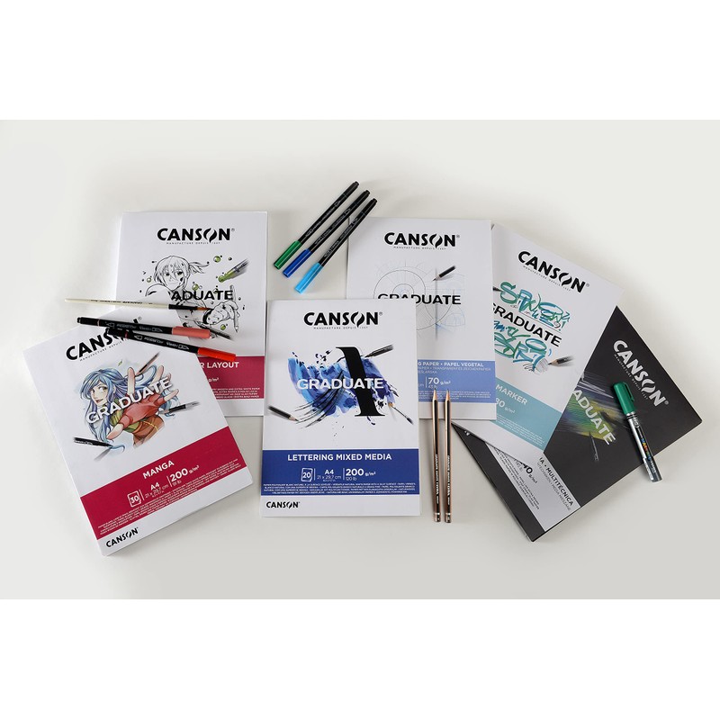 Canson Lettering C31250P026 A4 20 Sheets Satin 180 g White
