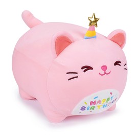 15.7 inch Cat Plush Toy Cute Birthday Stuffed Animal Stuffed Cat Plush Happy Birthday Kitten Plush Doll Cartoon Cat Plush Pillow Happy Birthday Plush Gift for Girls Boys Birthday Cat Plushies Doll