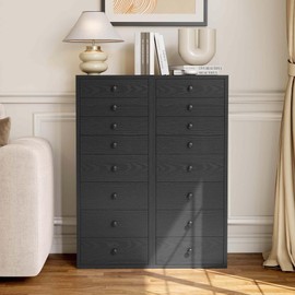 LIKIMIO 8 Drawer Dresser, Small Dressers with Storage Drawers, Chest of Drawers for Bedroom, Tall Narrow Dresser for Organizers, Black