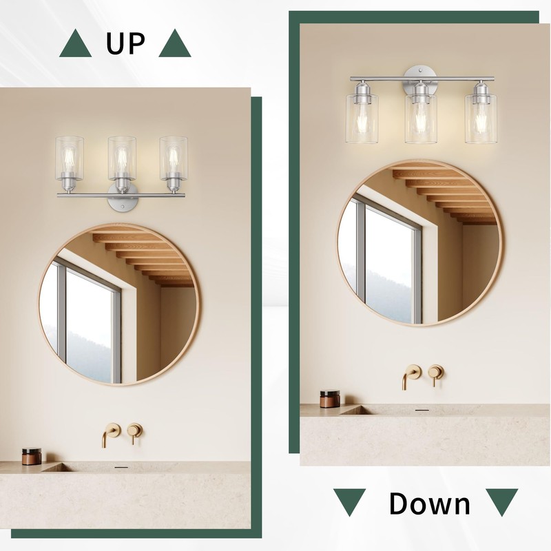 Espird Bathroom Vanity Light Fixtures Brushed Nickel, 3 Lights Bathroom