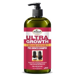 Difeel Champú Ultra Growth Basil & Castor Oil Pro Growth 33.8 oz. - Fabricado con albahaca y aceite de ricino para el crecimiento del cabello, champú sin sulfato.
