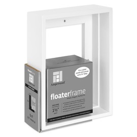 Ampersand Art Supply Floaterframe Readymade Frame for Flat and 1 1/2" Deep Wood Panel and Canvas Artwork, Paintings, Prints, and More, 5"x7", White Thin